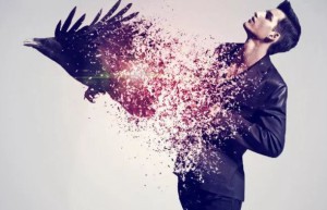 Creative synthesis, create a creative picture in PS where a part of the character transforms into an eagle – photo synthesis