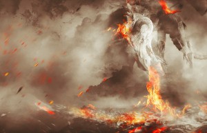 Scene synthesis, synthesis of magic fire dragon scene examples – photo synthesis