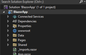 Solution Explorer contains created for project  List of folders and files